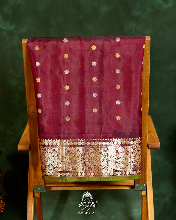 Handloom Pure Gadwal Silk Saree with Kuttu Borders, Rich Zari Weaving & Full Bhuti Blouse
