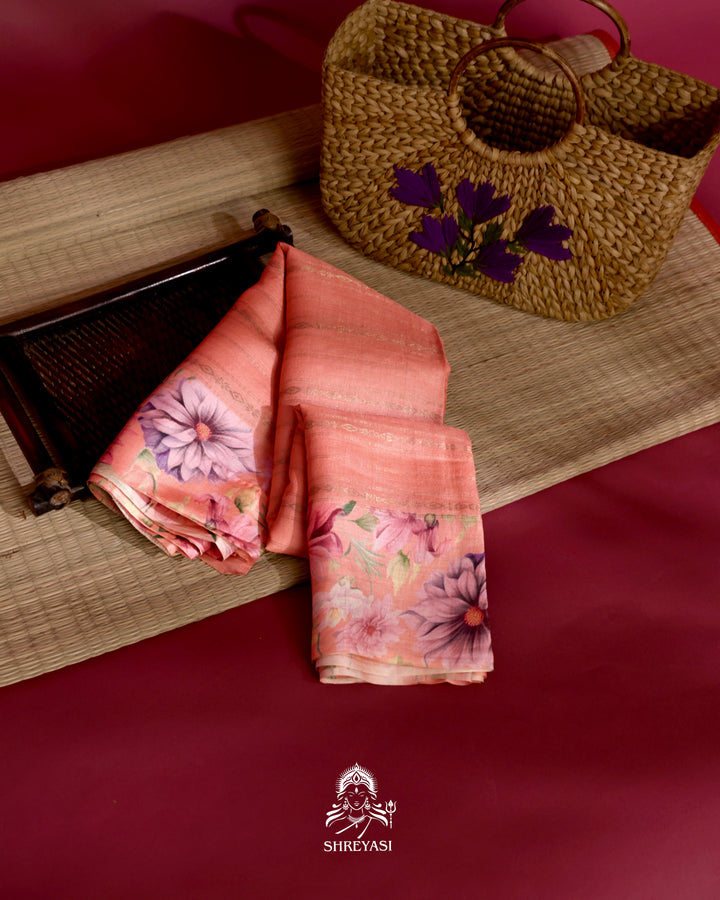 Floral Tussar Silk Saree
