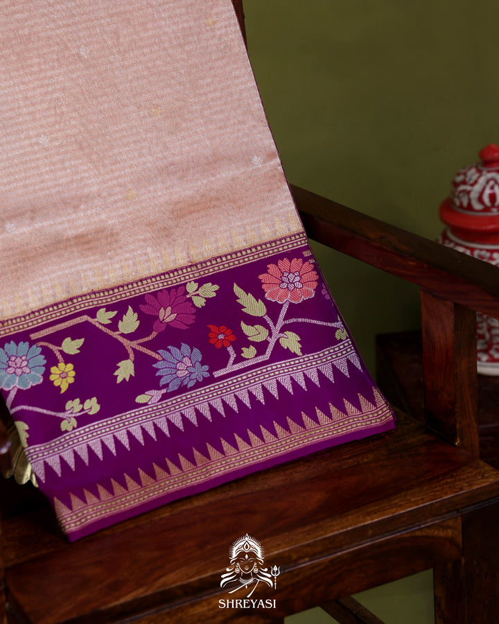 Banarasi Ektara Tissue Silk Saree with Ektara Silk Jamdani Border and Pallu