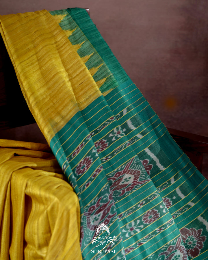 Handloom Pure Gopalpur Tussar Silk Saree with Ikat Pallu