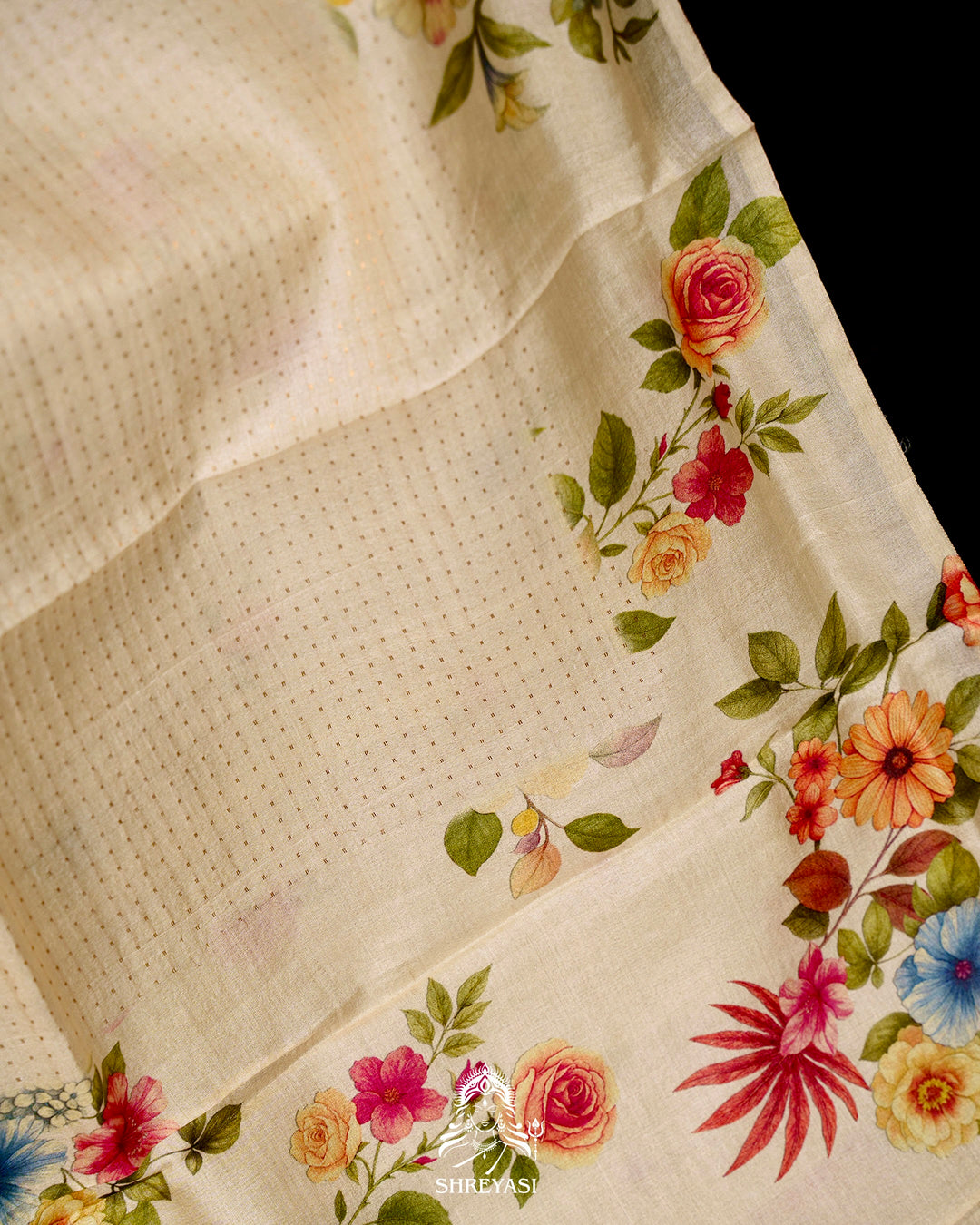 Handloom Pure Desi Tussar Silk Saree with Digital Floral Print