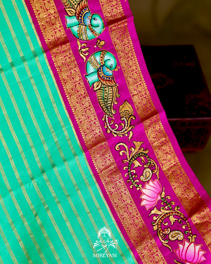 Kanjivaram Silk Saree with Tanjore Artwork