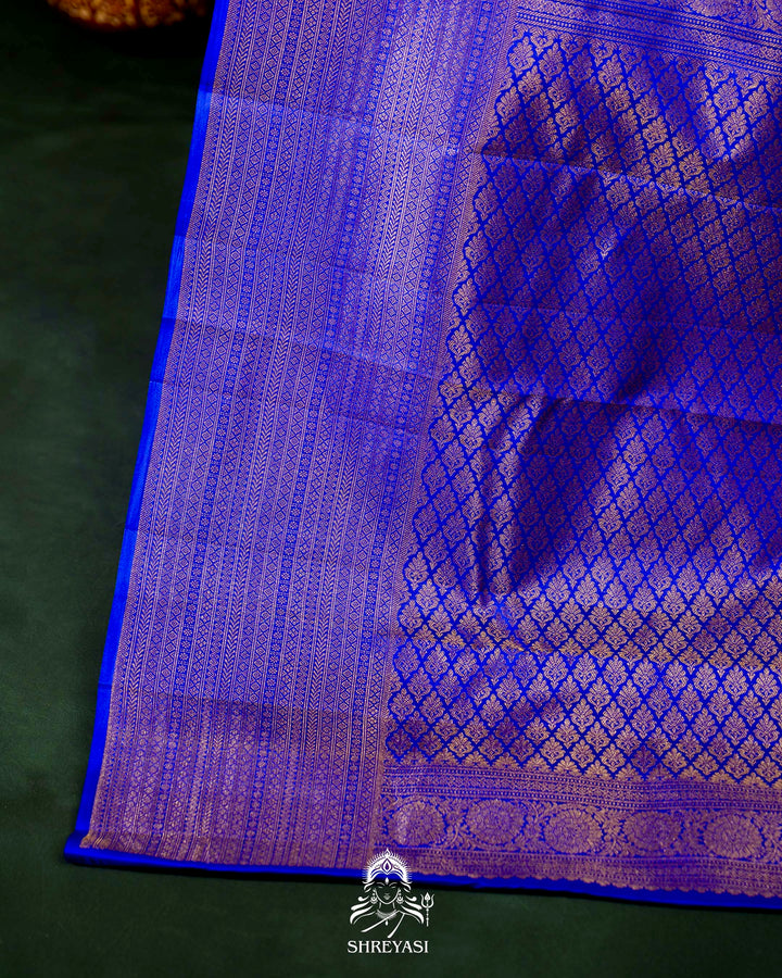 Handloom Pure Kanjivaram Silk Saree in Royal Blue