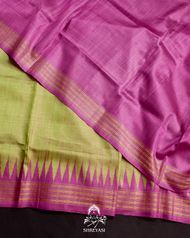 Gopalpur Tussar Silk Saree with Macchha Daanta Border