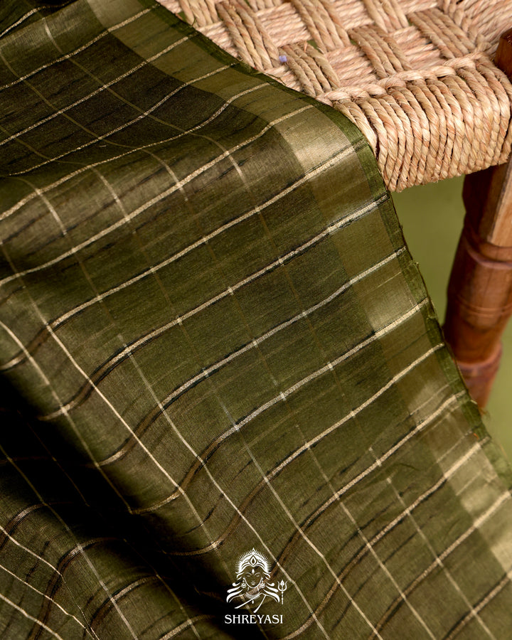 Pure Linen Tussar Silk Saree with Resham Embroidered Borders