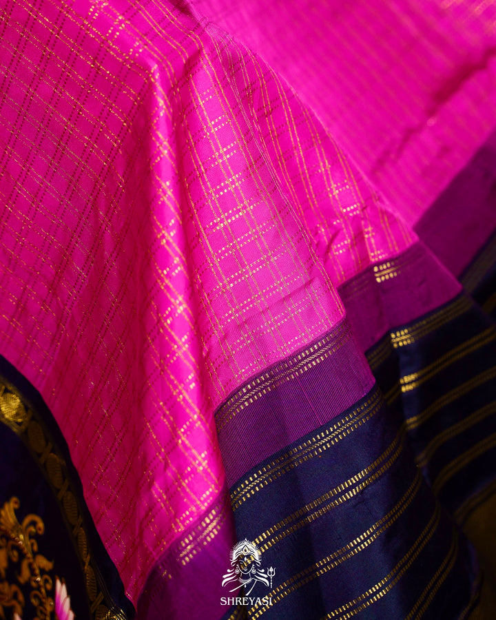 Traditional Tanjore Painting on Handloom Pure Kanjivaram Silk Sarees with Real Zari