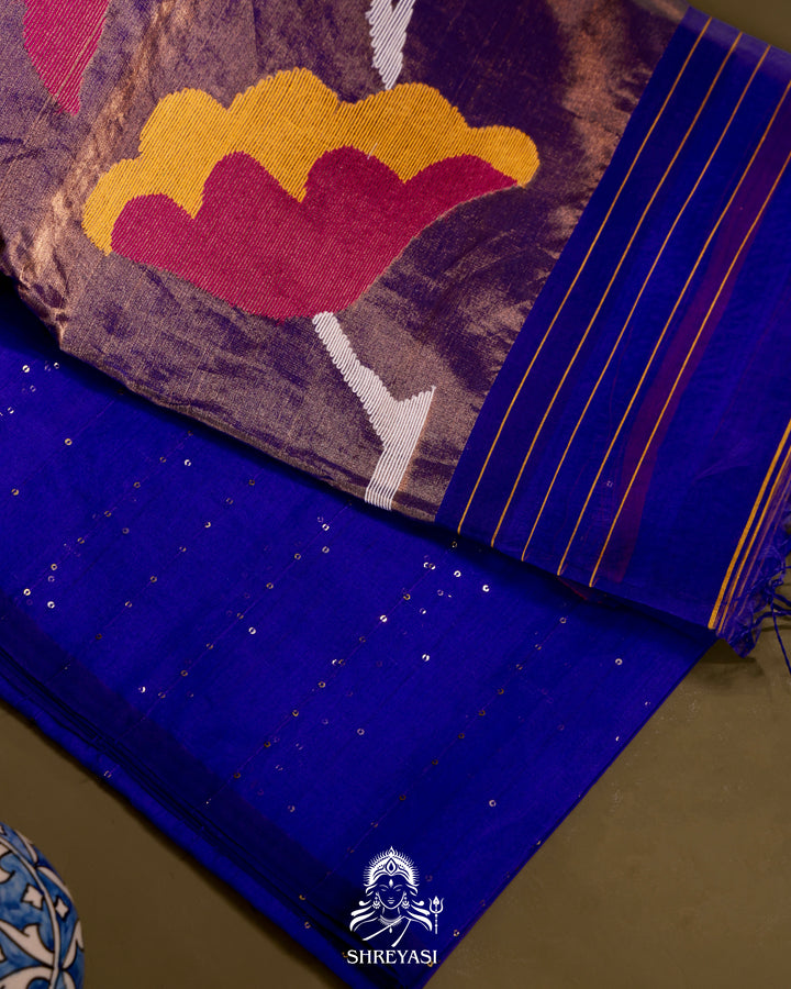 Muslin Jamdani Saree with Needle Weaving and Paithani Tissue Pallu