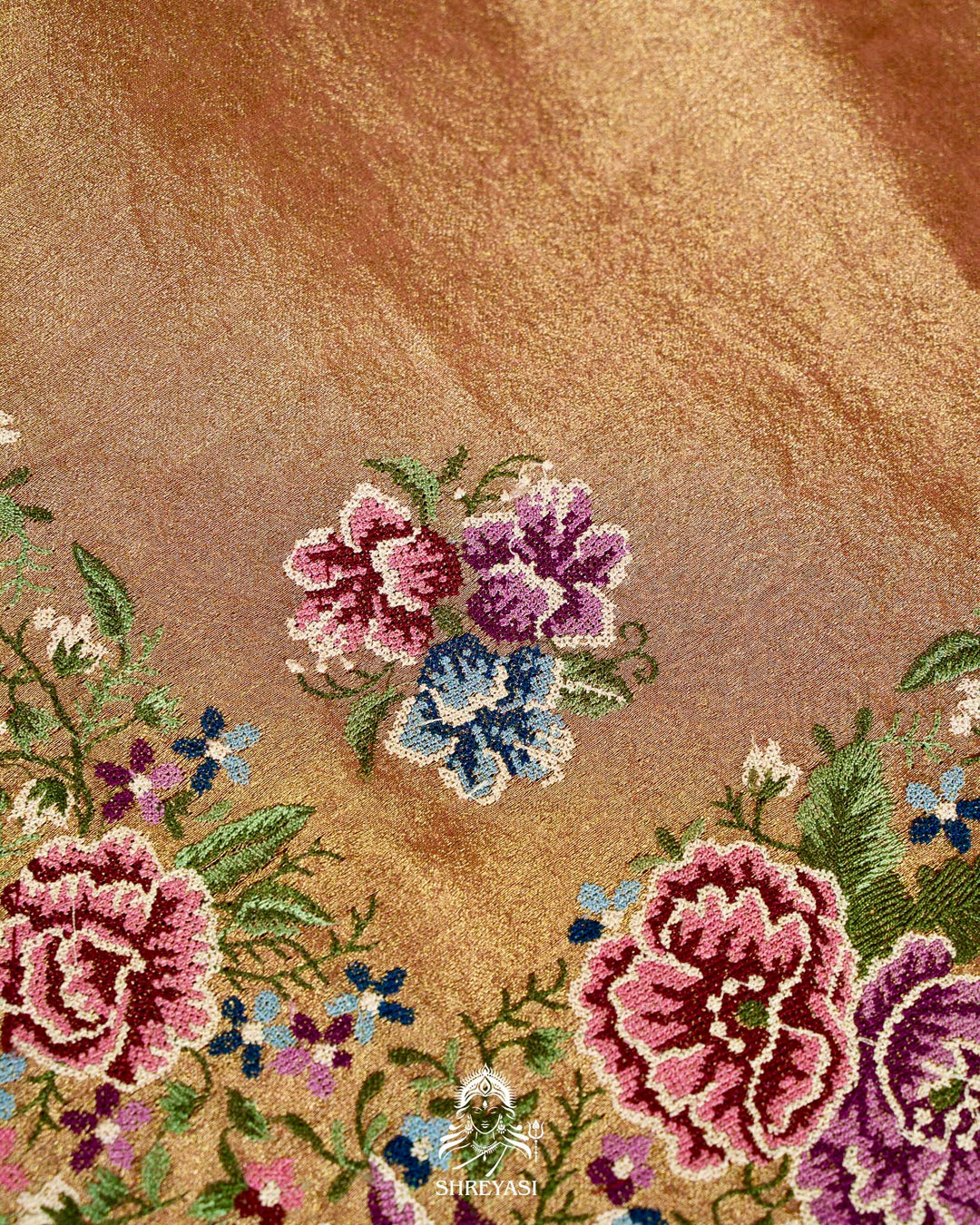 Banarasi Tissue Silk Saree with Petit Point Embroidery