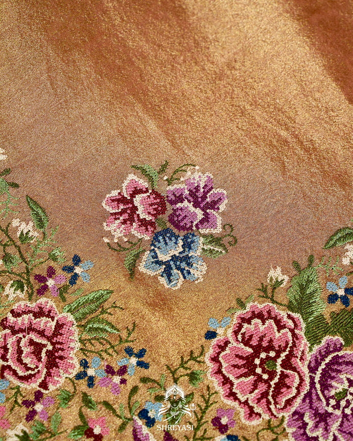 Banarasi Tissue Silk Saree with Petit Point Embroidery