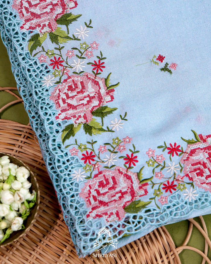 Tussar Silk Saree with Petit Point Embroidery