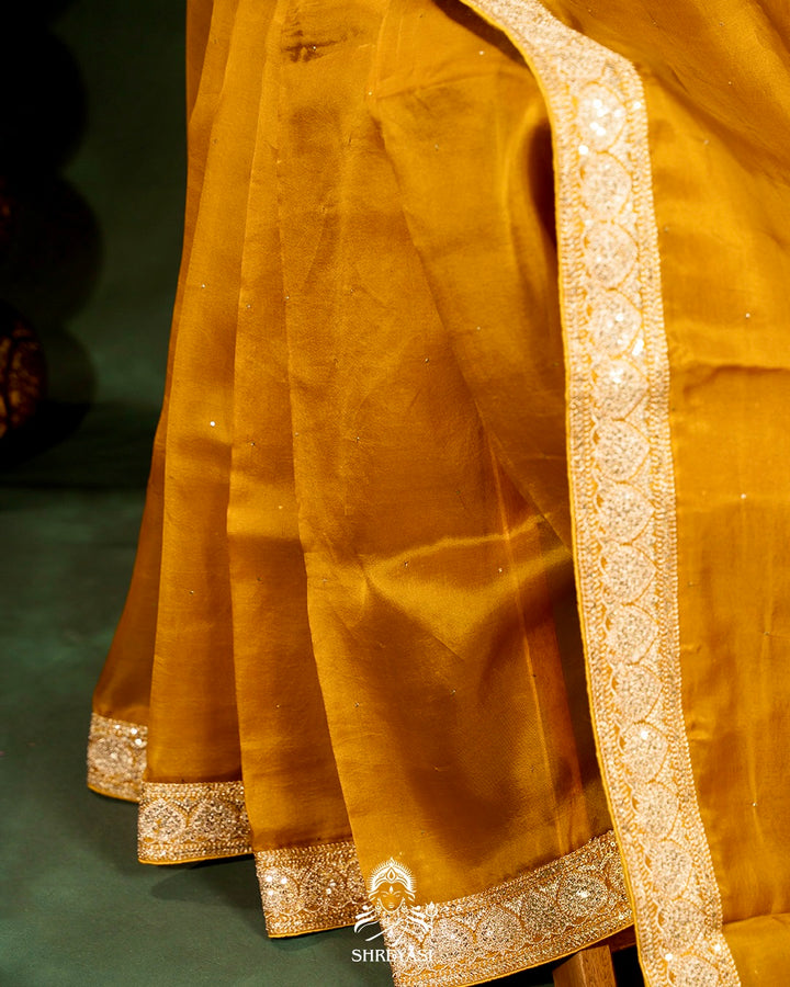 Pure Organza Silk Saree with Embellished Borders and Patola Print Silk Blouse