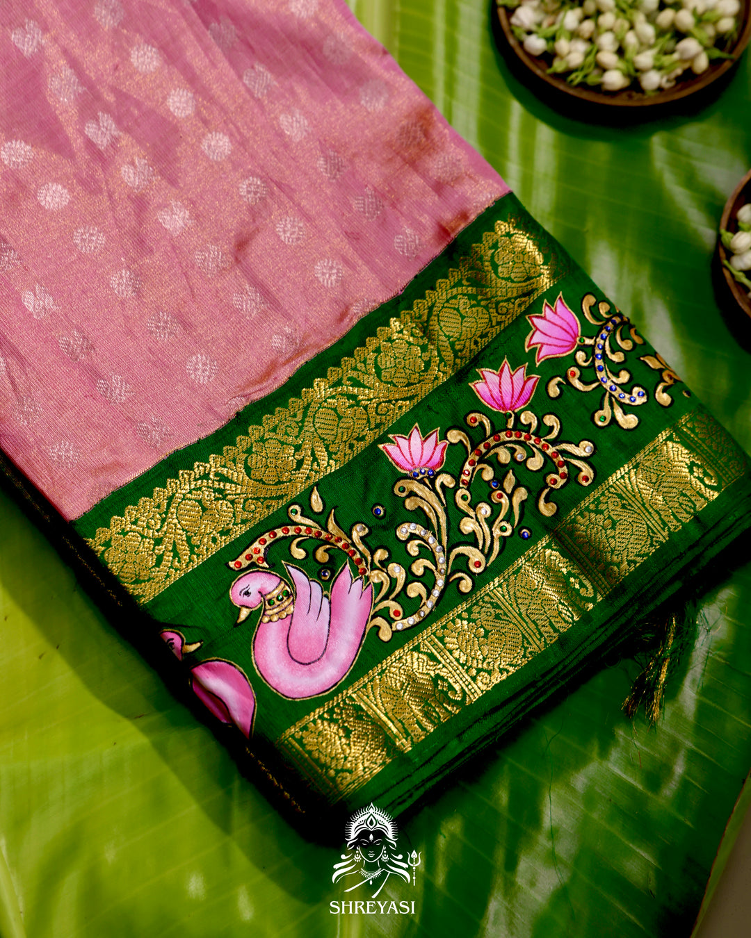 Kanjivaram Silk Saree with Real Zari and Tanjore Artwork