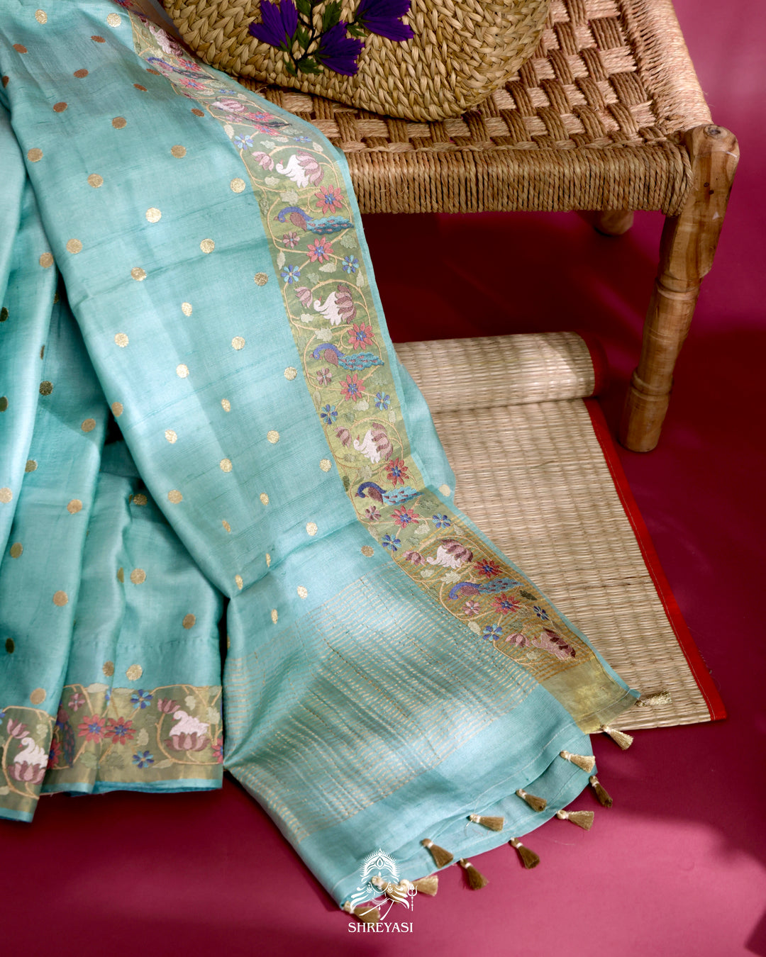 Tussar Silk Saree with Embroidery