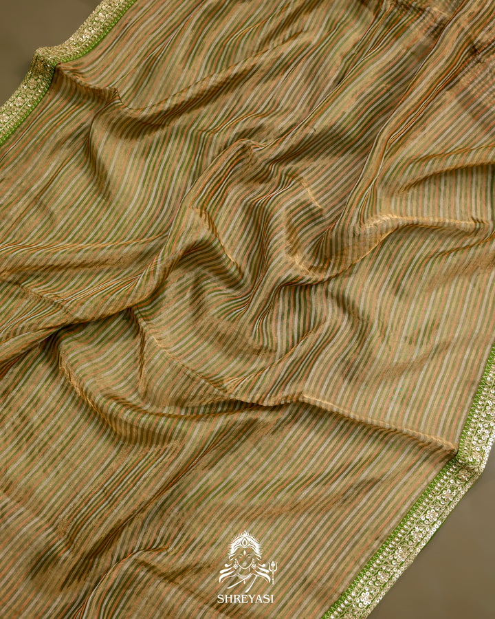 Banarasi Tissue Silk Half and Half Saree with Embroidered Borders and Petit Point Embroidered Velvet Blouse