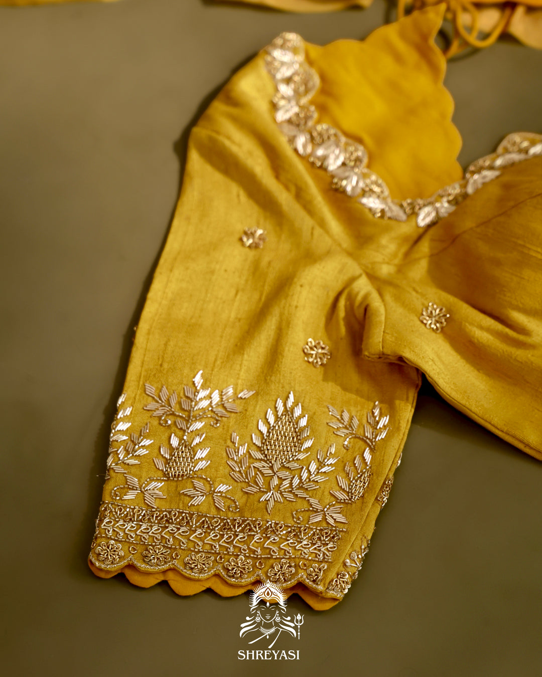 Yellow Floral Banarasi Ektara Tissue Silk Saree with Embroidered Blouse