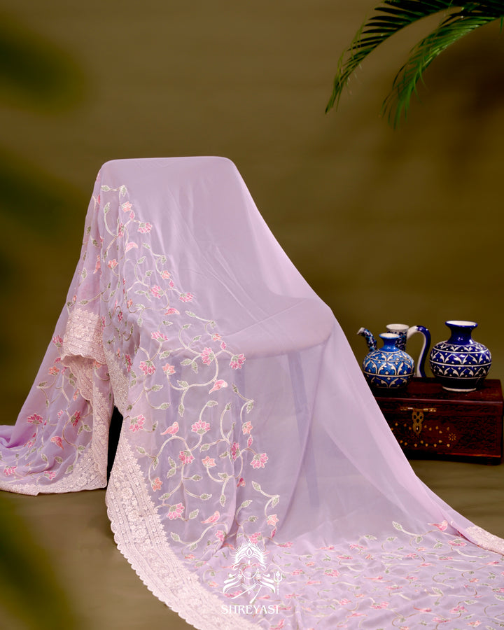 Georgette Saree with Chikankari Inspired Embroidery