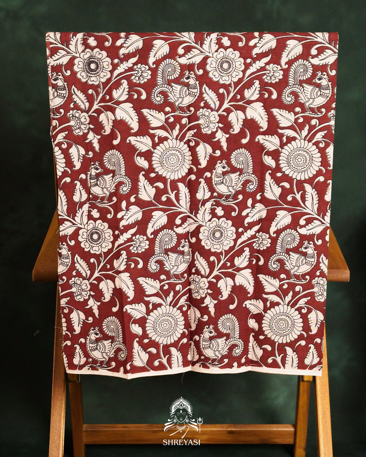 Handloom Pure Mangalagiri Silk Sarees with Mirror Work & Embroidery | Pen Kalamkari Blouse