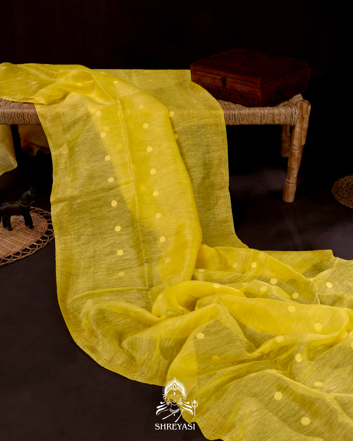 Handloom Pure Linen Saree with Zari Border