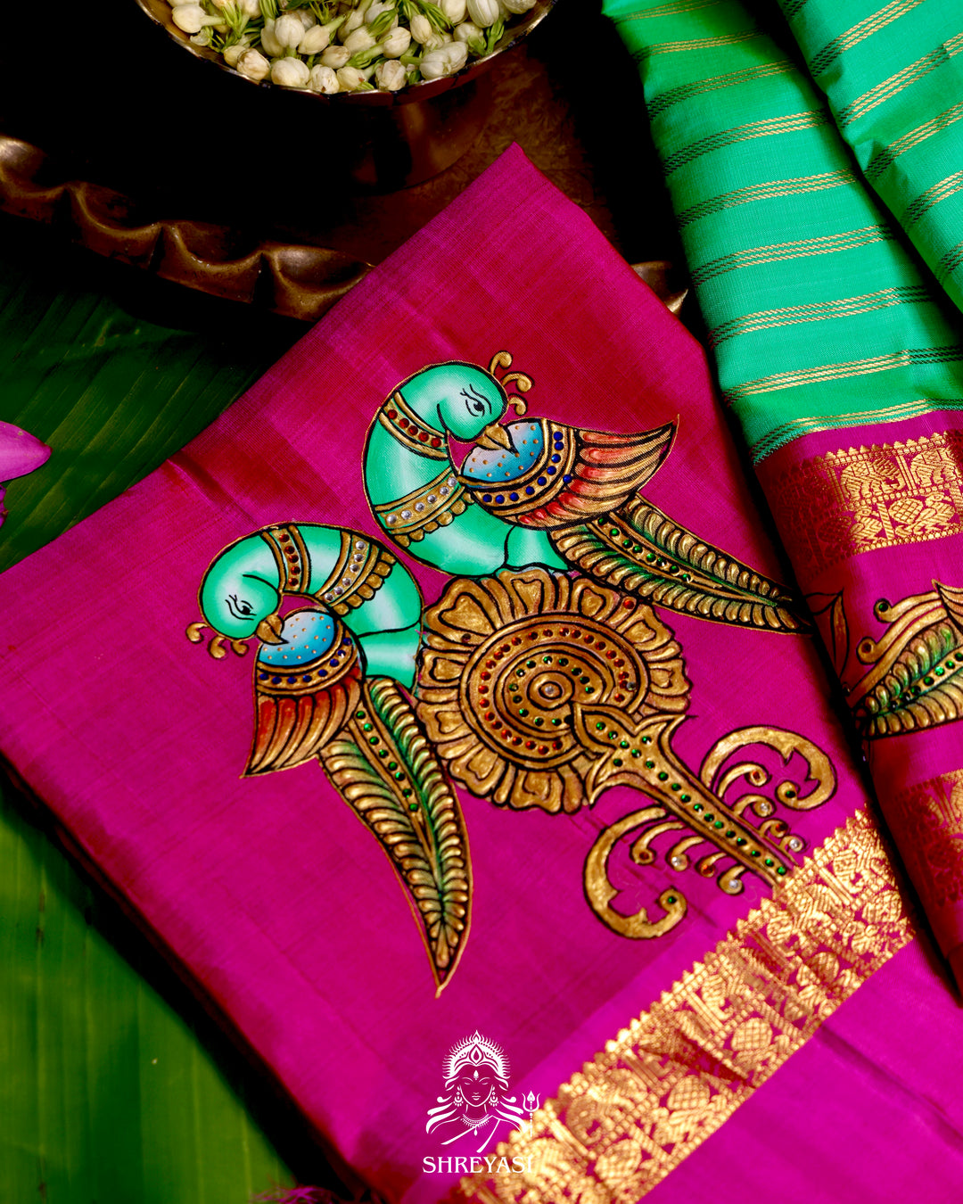 Kanjivaram Silk Saree with Tanjore Artwork
