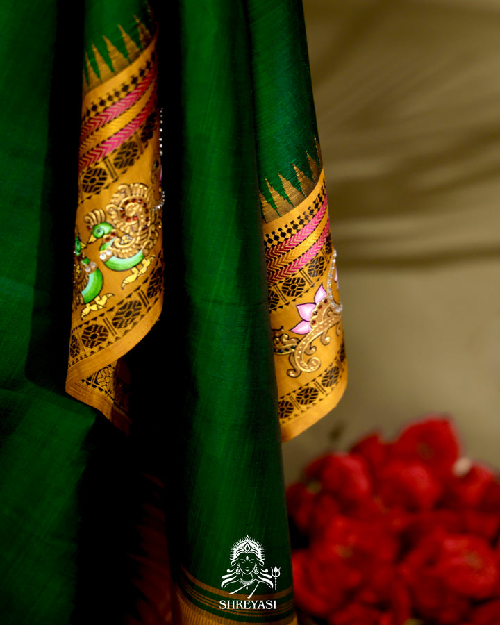 Kanjivaram Silk Saree with Tanjore Artwork