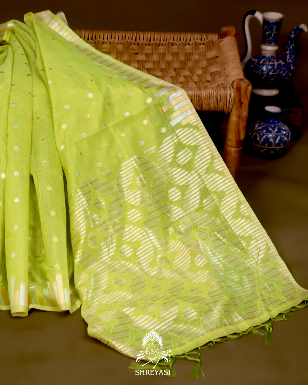 Chanderi Cotton Saree with Coin Bhutas