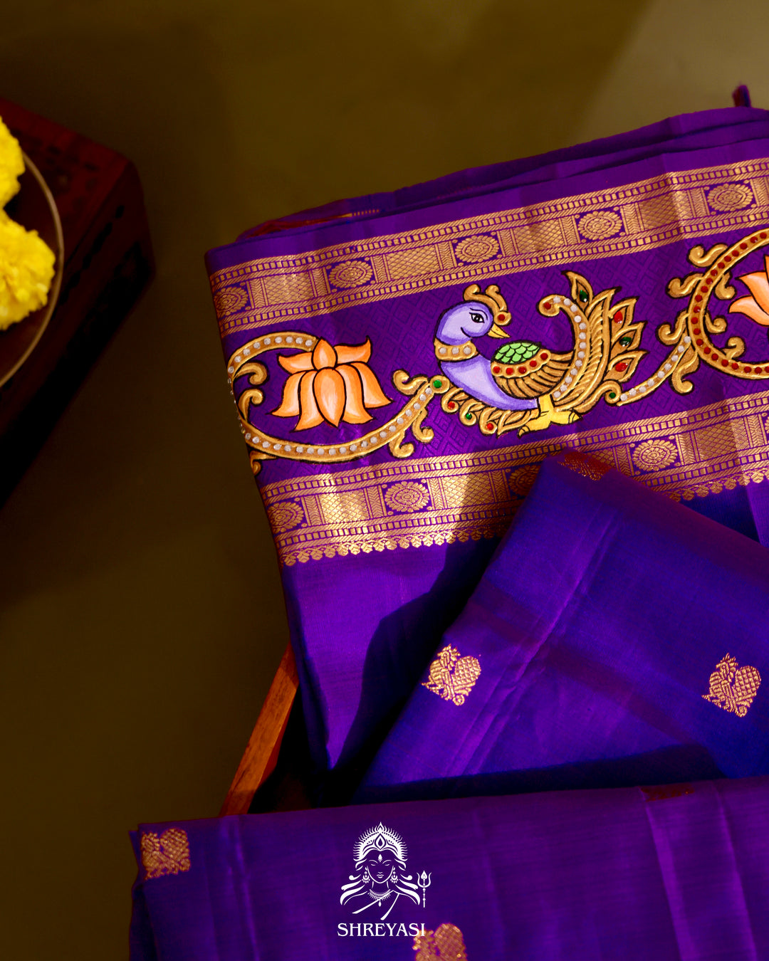 Kanjivaram Silk Saree with Tanjore Artwork
