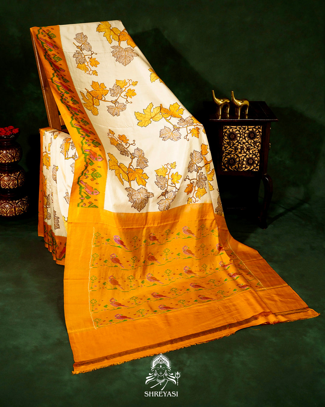 Handloom Pure Pochampally Ikkat Silk Saree with Digital Print