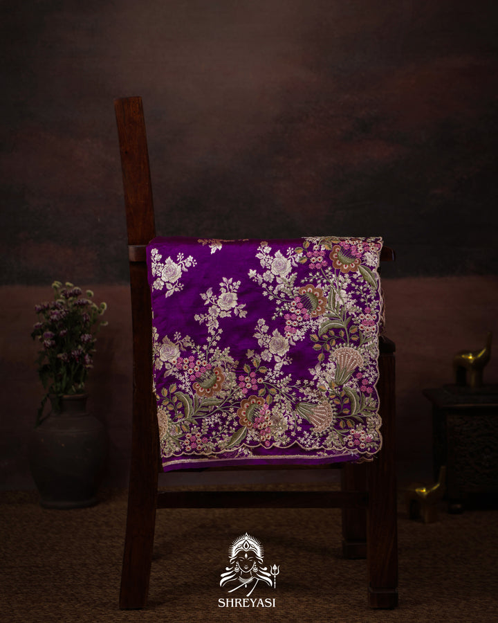 Handloom Banarasi Katan Silk Saree with Resham Embroidered Borders