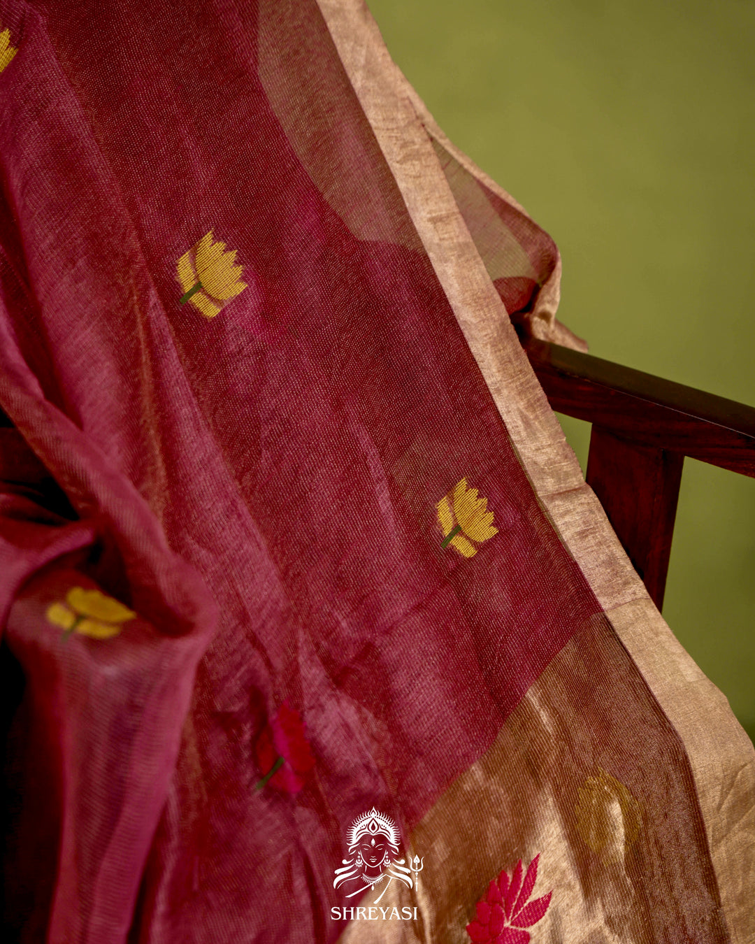 Handloom Silk Linen Jamdani Saree with Tissue Paithani Pallu