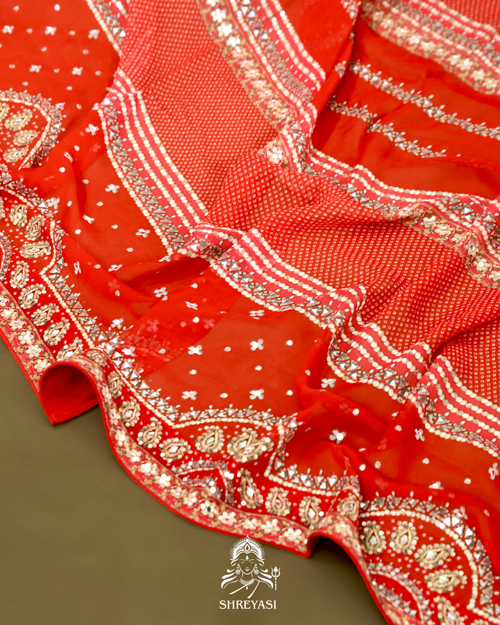 Georgette Cocktail Saree with Mukaish and Zardozi Mirror Embroidery