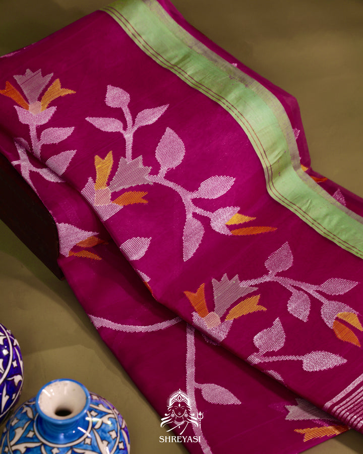 Muslin Jamdani Saree with Full Jaal Weaving