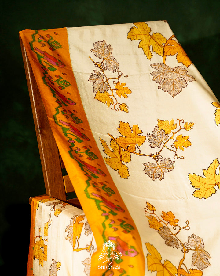 Handloom Pure Pochampally Ikkat Silk Saree with Digital Print