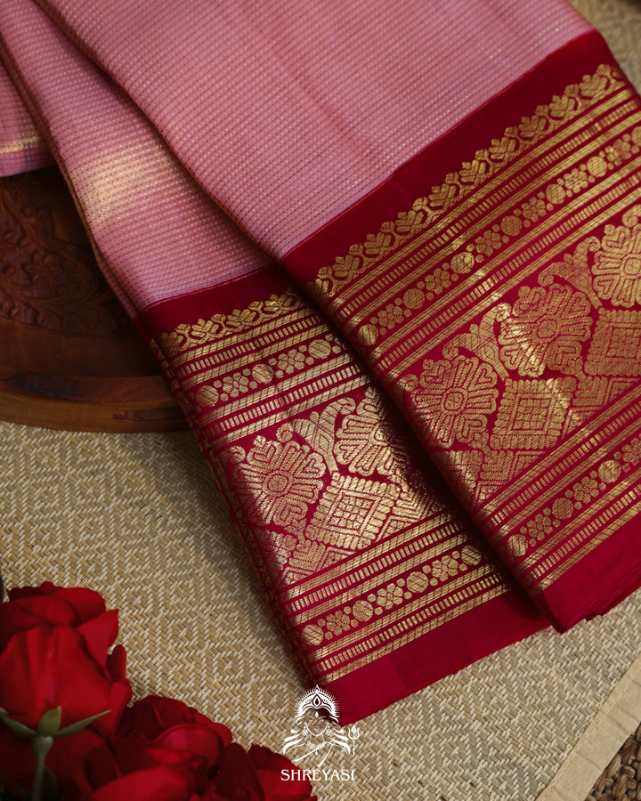 Handloom Pure Kanjivaram Tissue Silk Saree in Vairoosi Weaving with Real Zari