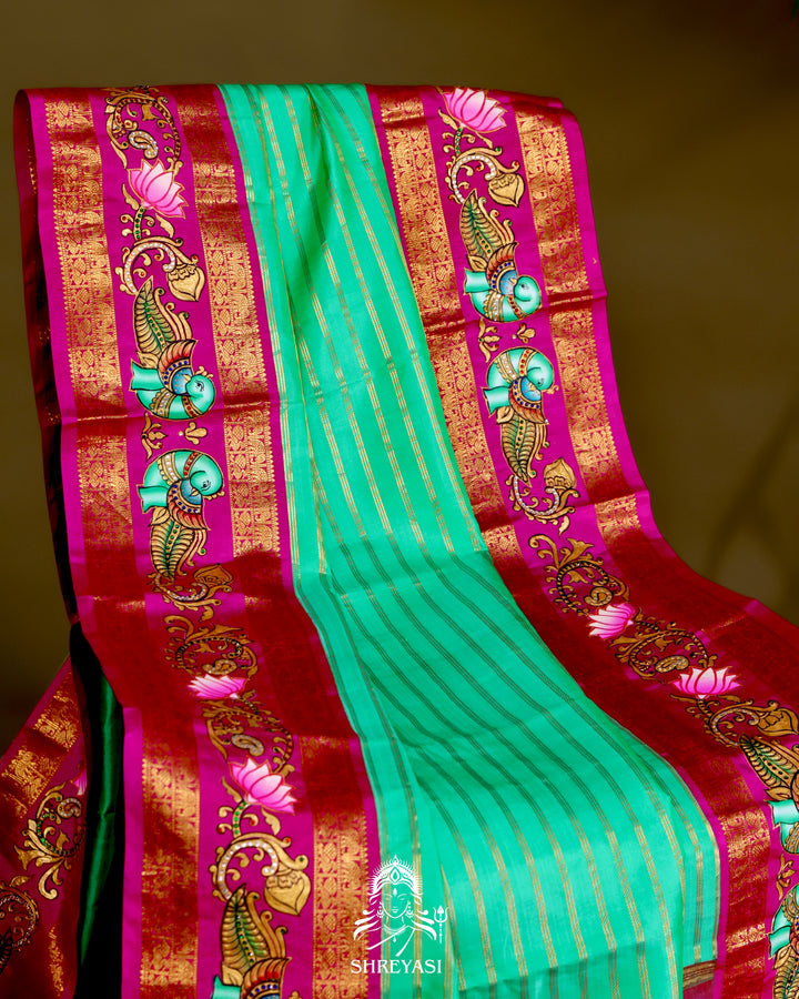 Kanjivaram Silk Saree with Tanjore Artwork