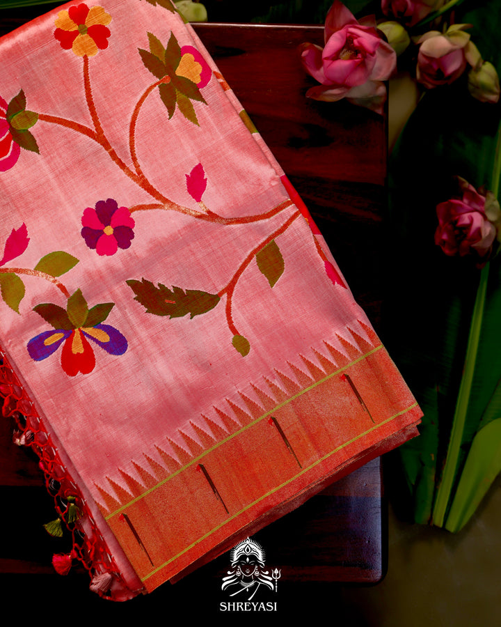 All-Over Paithani Silk Saree with Zari Pallu