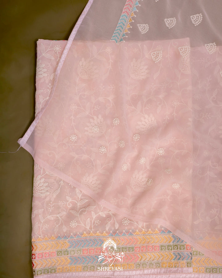Georgette Saree with Chikankari Inspired Embroidery