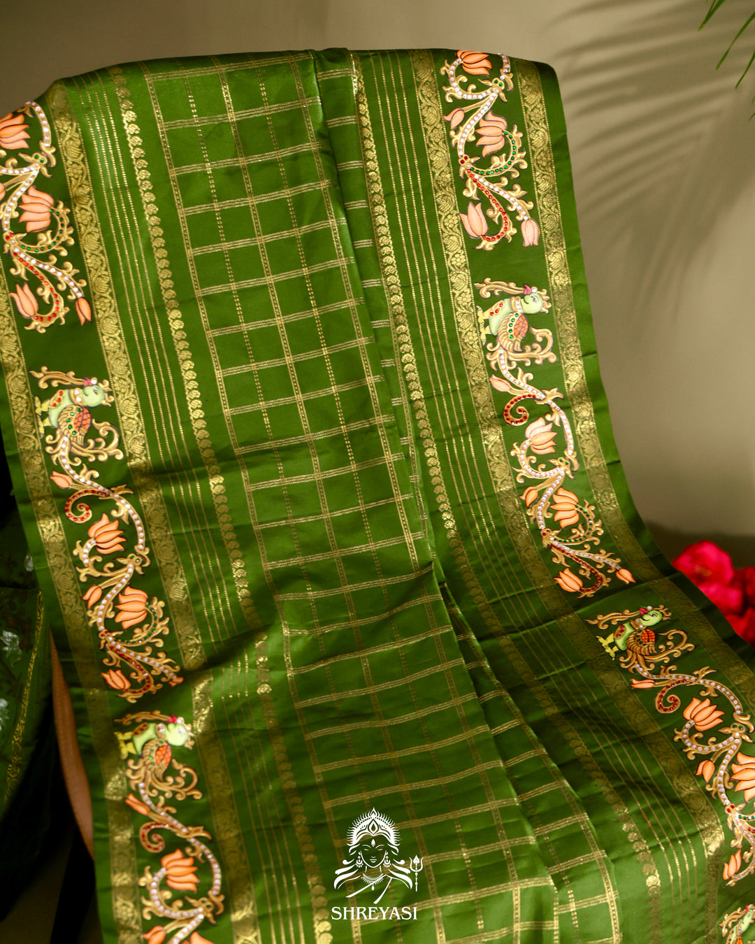 Kanjivaram Silk Saree with Real Zari and Tanjore Artwork