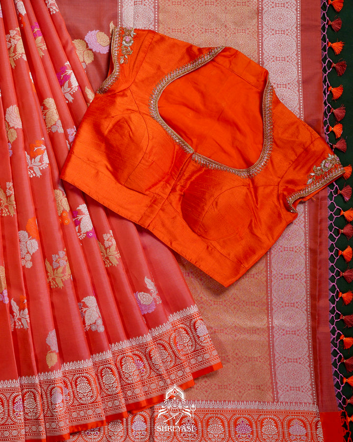 Handloom Pure Banarasi Ektara Kora Silk Saree with Kadiyal Border