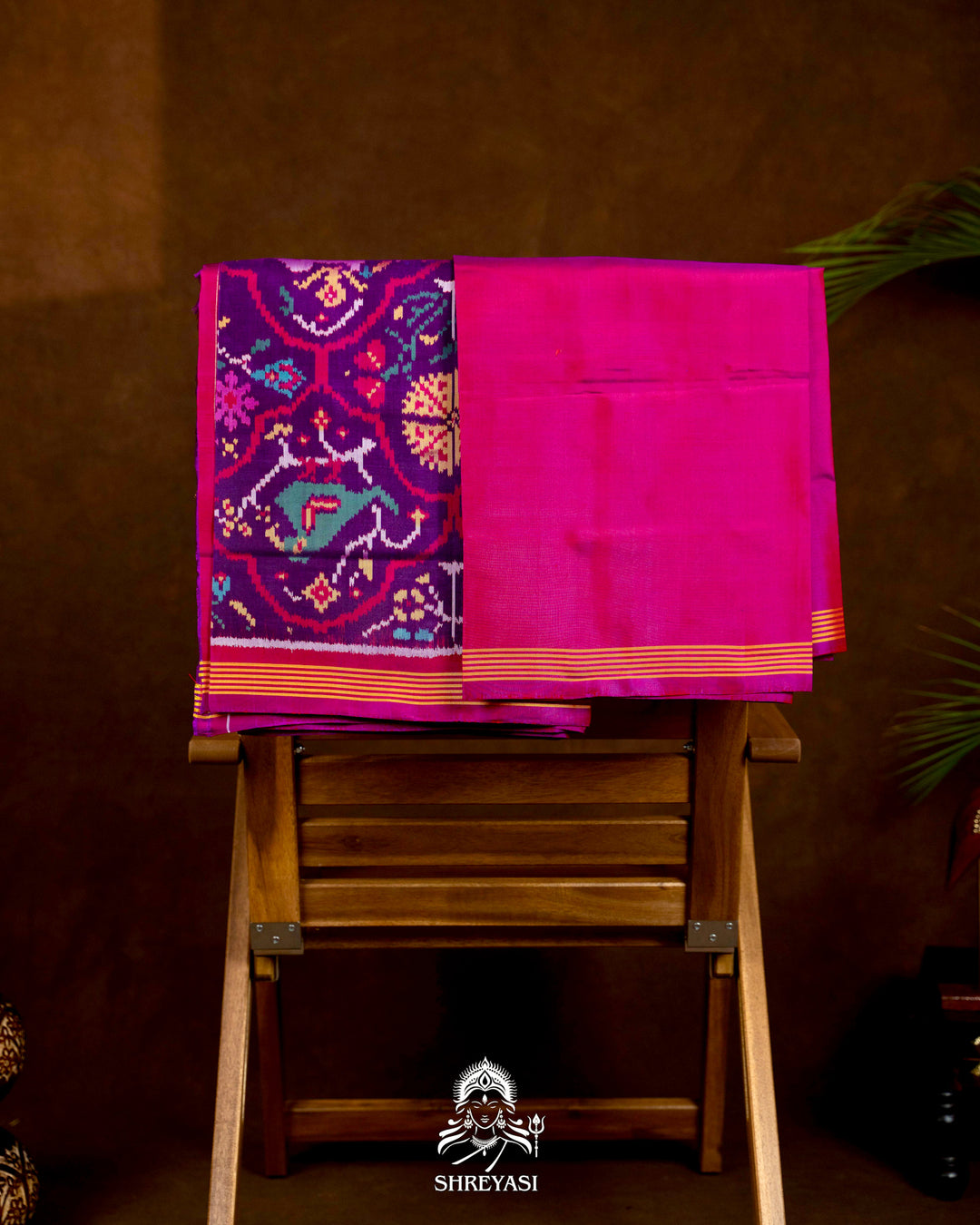 Handloom Pure Rajkot Patola Silk Saree with Animal & Floral Ikat Motifs