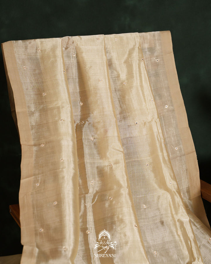 Handloom Pure Mangalagiri Silk Sarees with Mirror Work & Embroidery | Pen Kalamkari Blouse