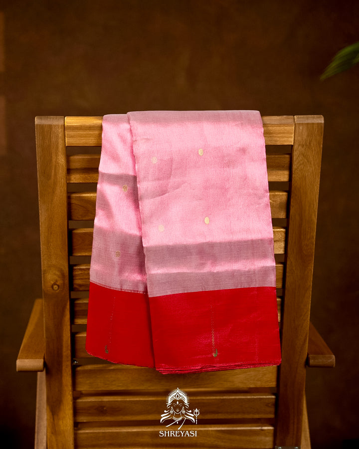 Handloom Pure Chanderi Tissue Silk Saree with Paithani Muniya Border