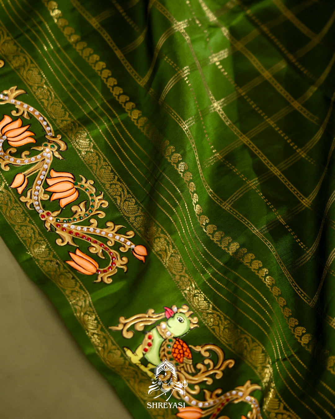 Kanjivaram Silk Saree with Real Zari and Tanjore Artwork