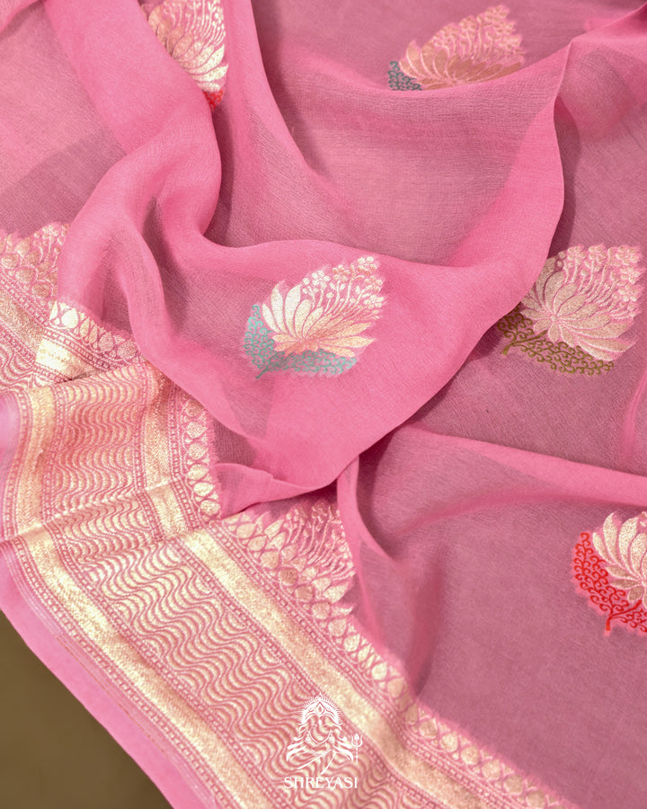 Banarasi Chiffon Khaddi Georgette Saree with Meenakari Weaving