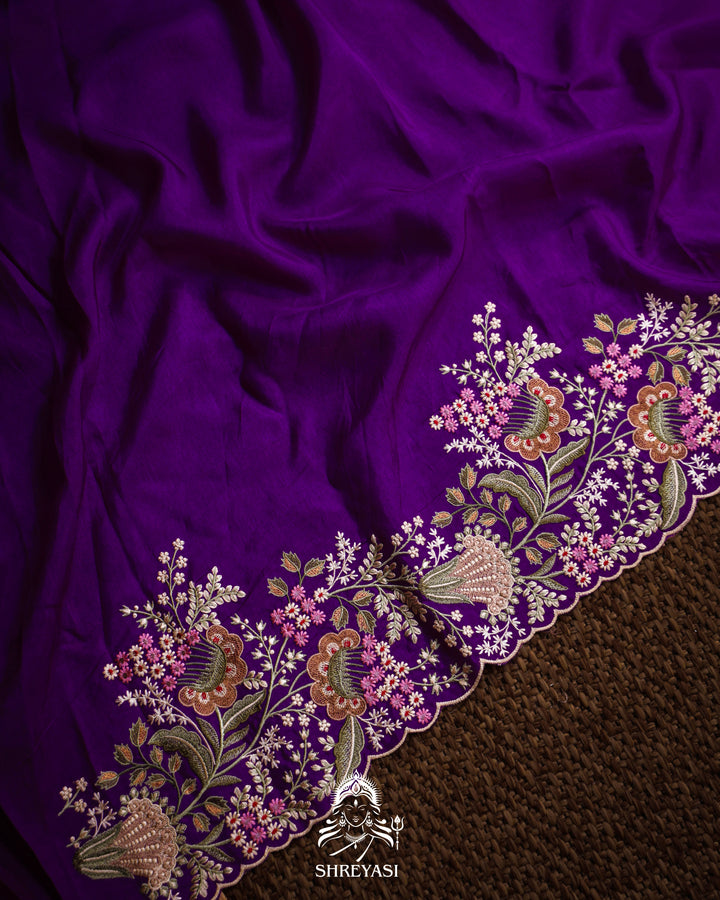 Handloom Banarasi Katan Silk Saree with Resham Embroidered Borders