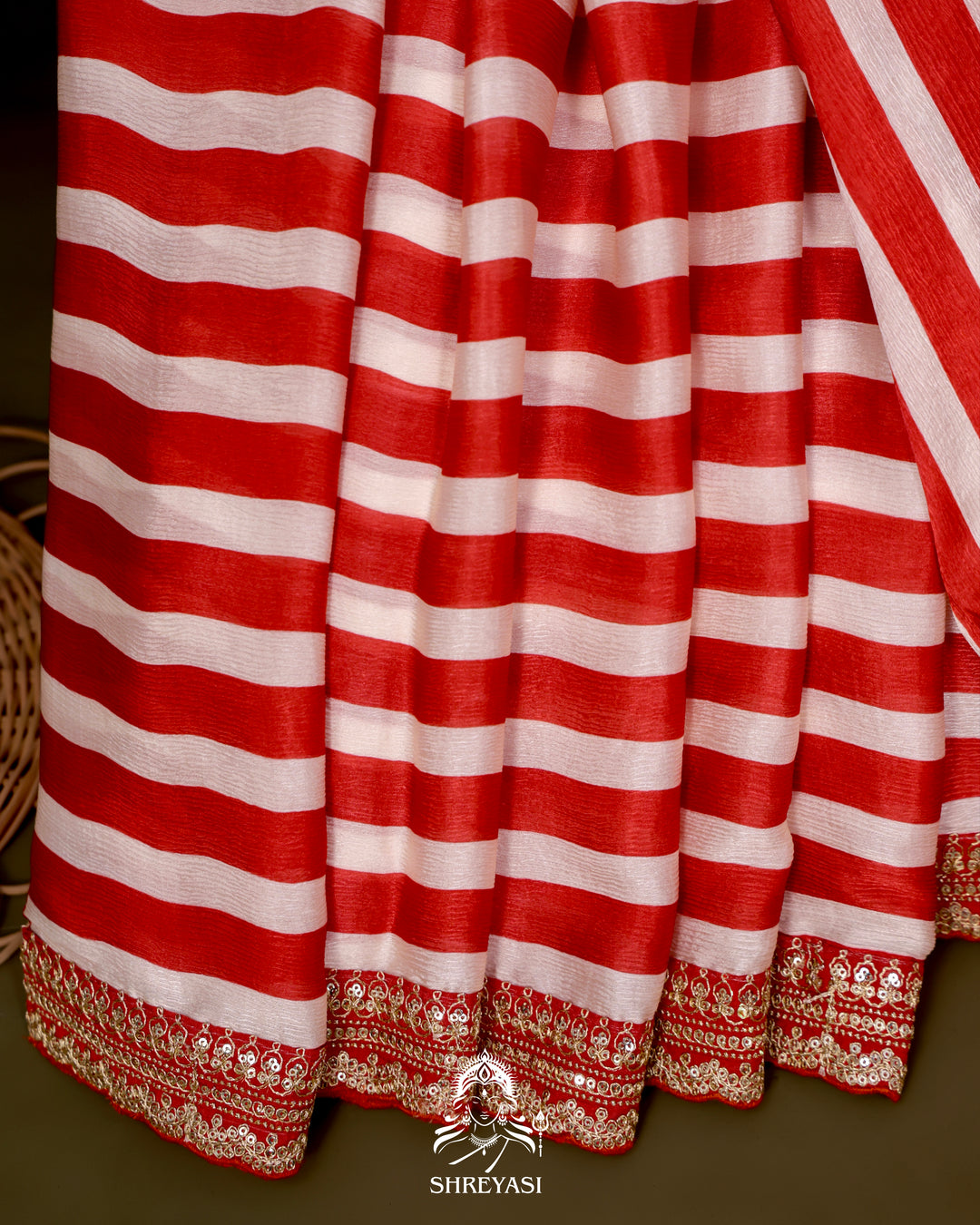 Chiffon Georgette Saree with Embroidered Borders and Designer Blouse