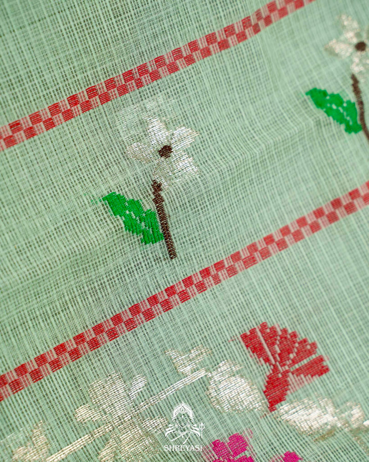 Handloom Pure Zari Kota Saree with Contrast Blouse