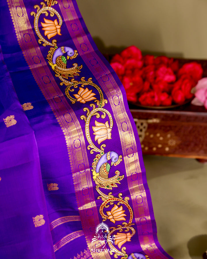Kanjivaram Silk Saree with Tanjore Artwork