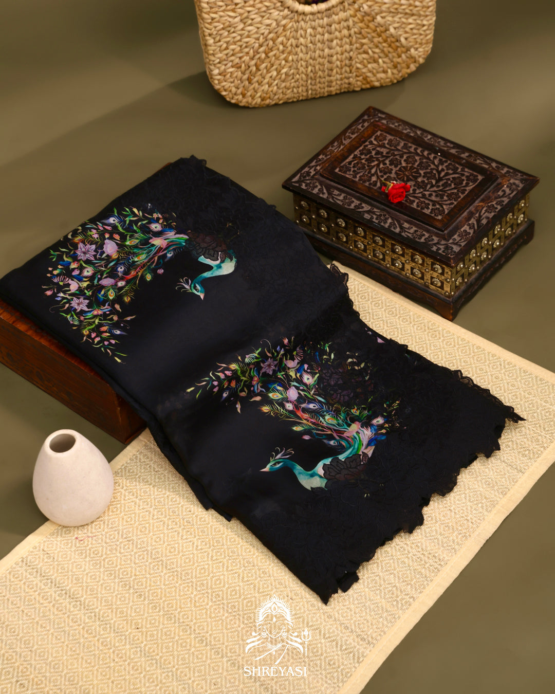 Organza Silk Saree with Chantilly Lace Border