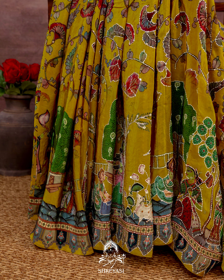 Pure Crepe Silk Saree with Kantha Embroidery
