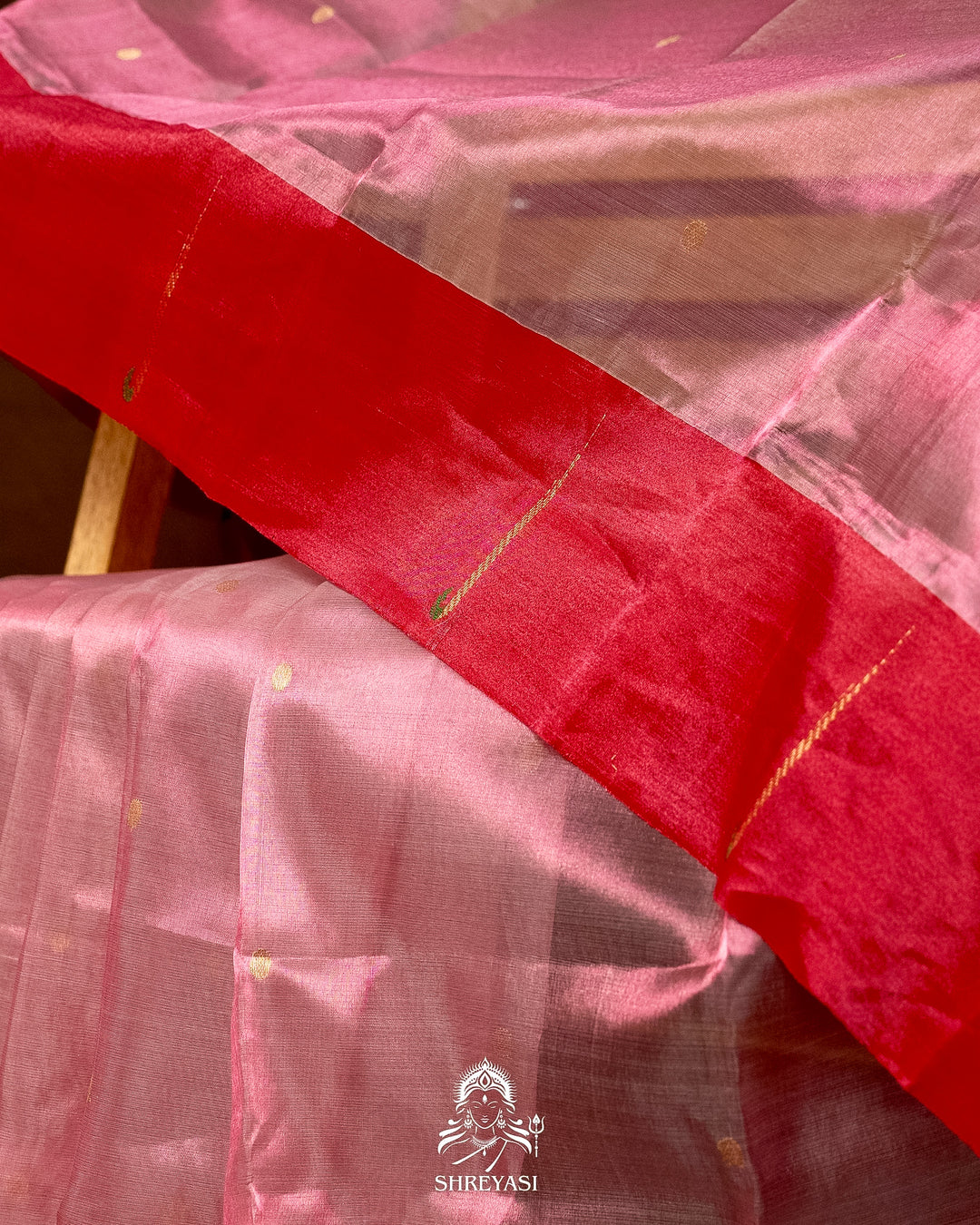 Handloom Pure Chanderi Tissue Silk Saree with Paithani Muniya Border